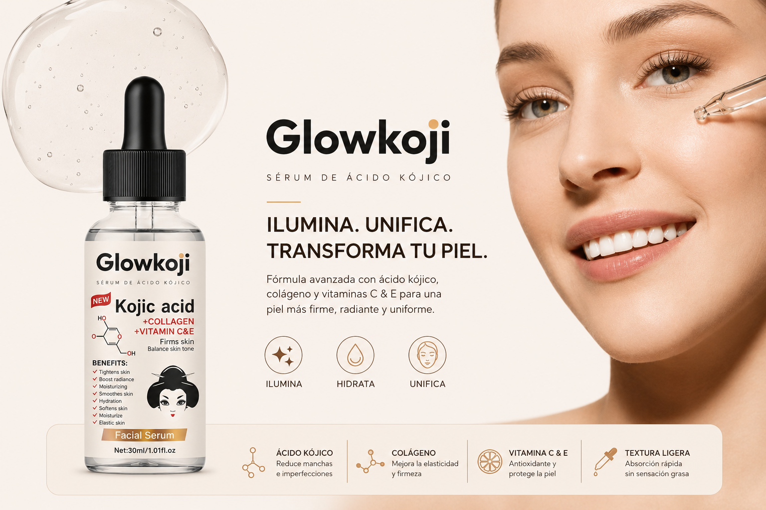 Glowkoji Sérum Ácido Kójico — Reduce Manchas y Unifica el Tono